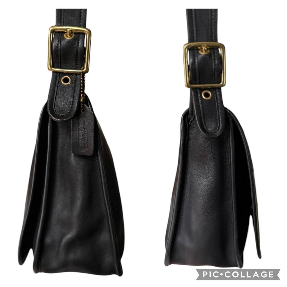 Vintage Y2K Coach Stewardess black leather crossbody bag 9525 adjustable strap - Picture 11 of 16